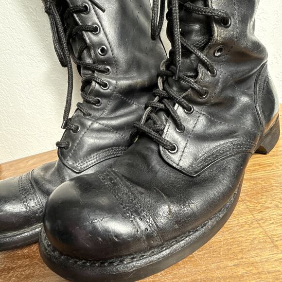 Vintage Corcoran Jump Boots Men's 10.5 D Black Leather Red Tag Combat Military - Picture 10 of 13